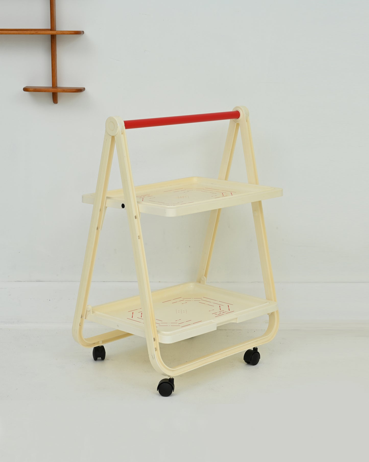 1970s White with Red Bar Cart Trolley by Pierre Cardin for Simo