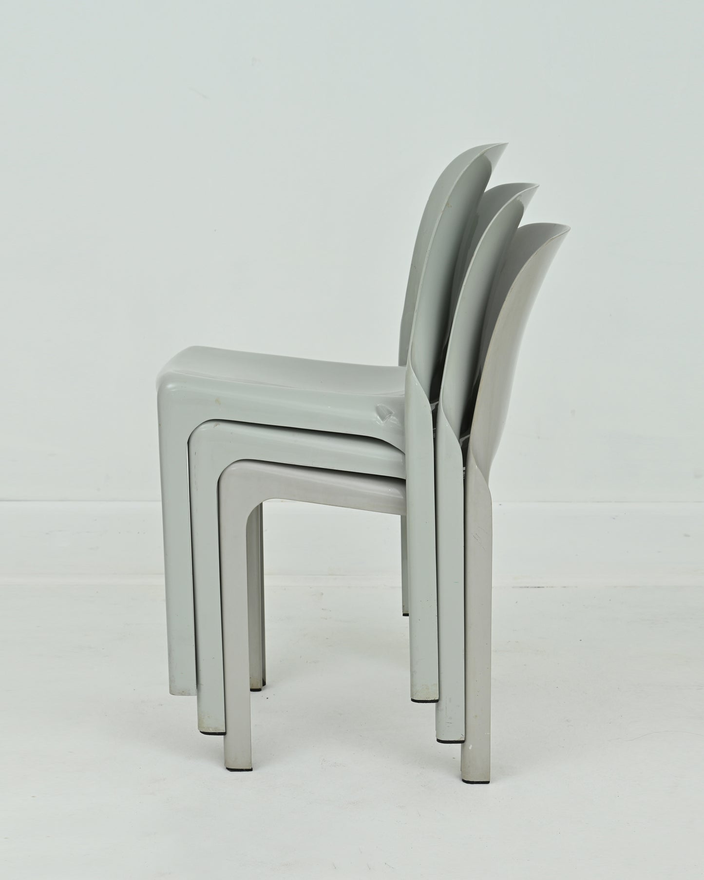 1960s Grey Selene Stacking Chairs by Vico Magistretti for Artemide