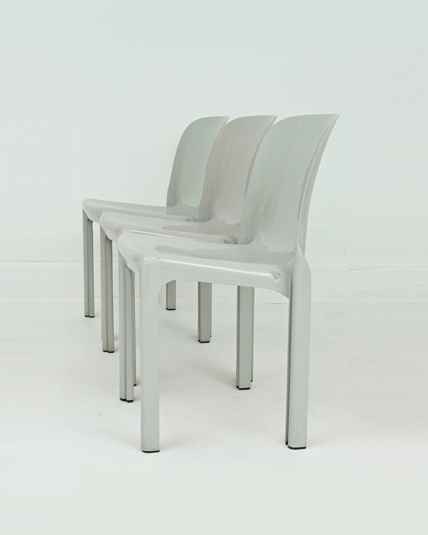 1960s Grey Selene Stacking Chairs by Vico Magistretti for Artemide