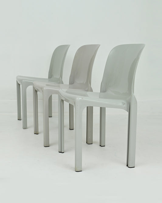 1960s Grey Selene Stacking Chairs by Vico Magistretti for Artemide