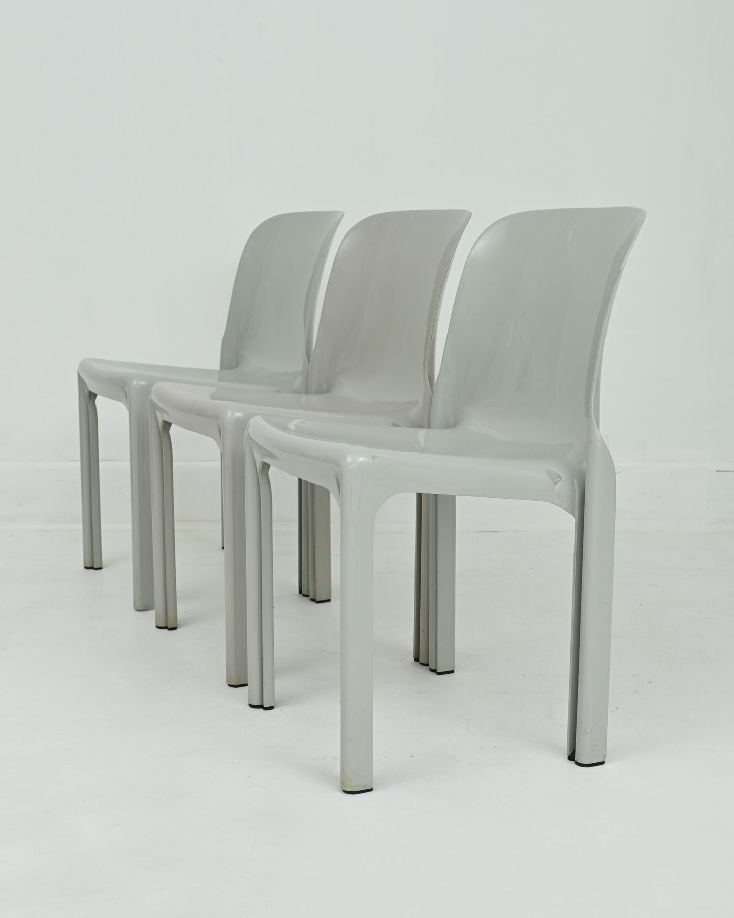 1960s Grey Selene Stacking Chairs by Vico Magistretti for Artemide