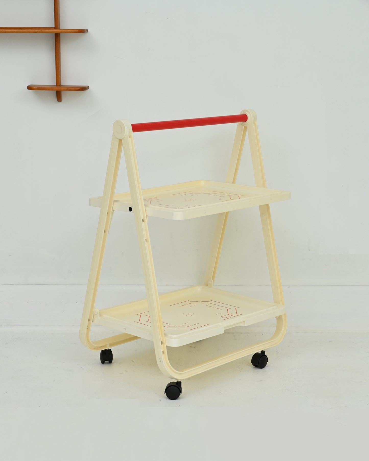 1970s White with Red Bar Cart Trolley by Pierre Cardin for Simo