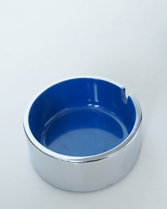 1960s Space Age Chrome and Blue Melamine Ashtray by Isamu Kenmochi (Attributed)