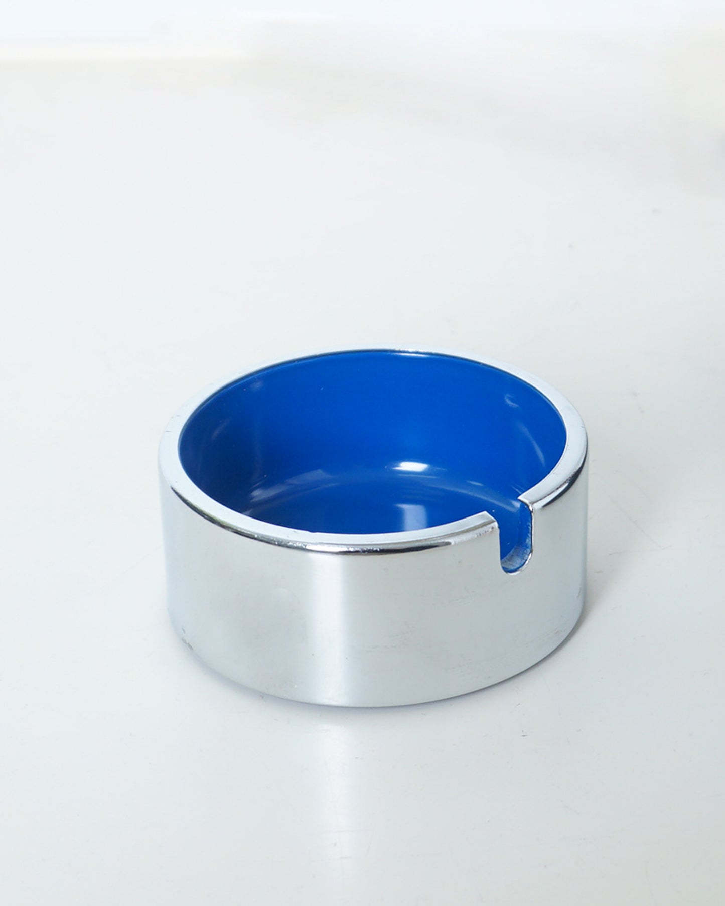 1960s Space Age Chrome and Blue Melamine Ashtray by Isamu Kenmochi (Attributed)