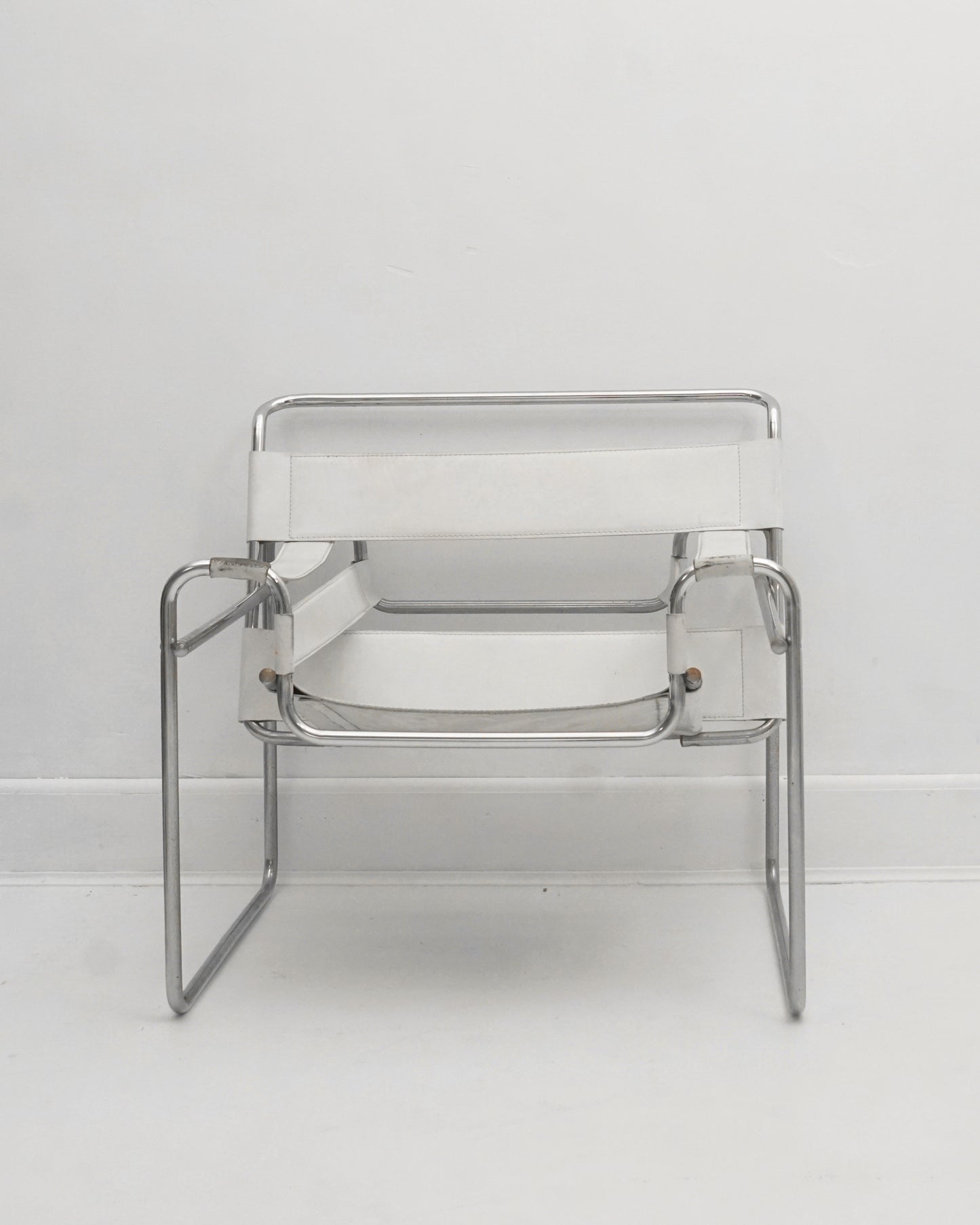 1970s Marcel Breuer White Leather Wassily Chair