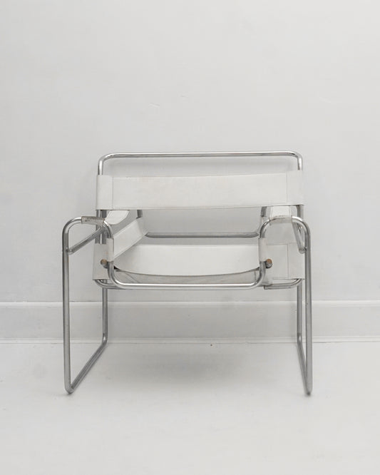 1970s Marcel Breuer White Leather Wassily Chair