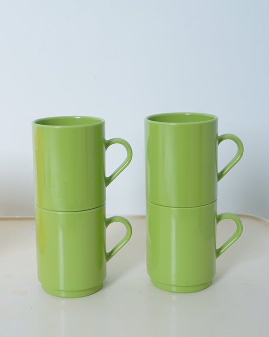 1970s Space Age Stacking Green Melamine Mug Set