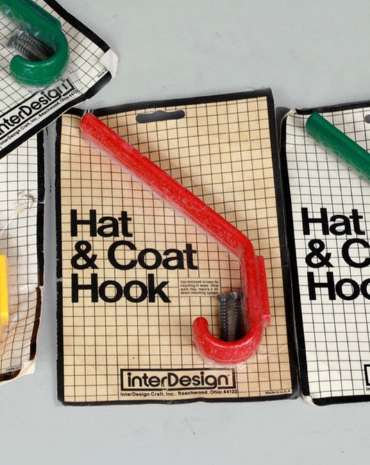 1980s Room & Board Interdesign Red Hat and Coat Hook NOS New in Box