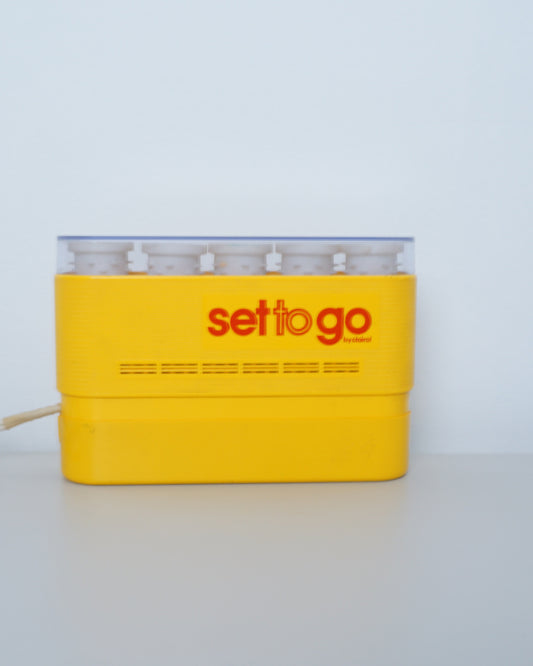 1970s Atomic Yellow Travel Hair Roller Set-To-Go by Clairol