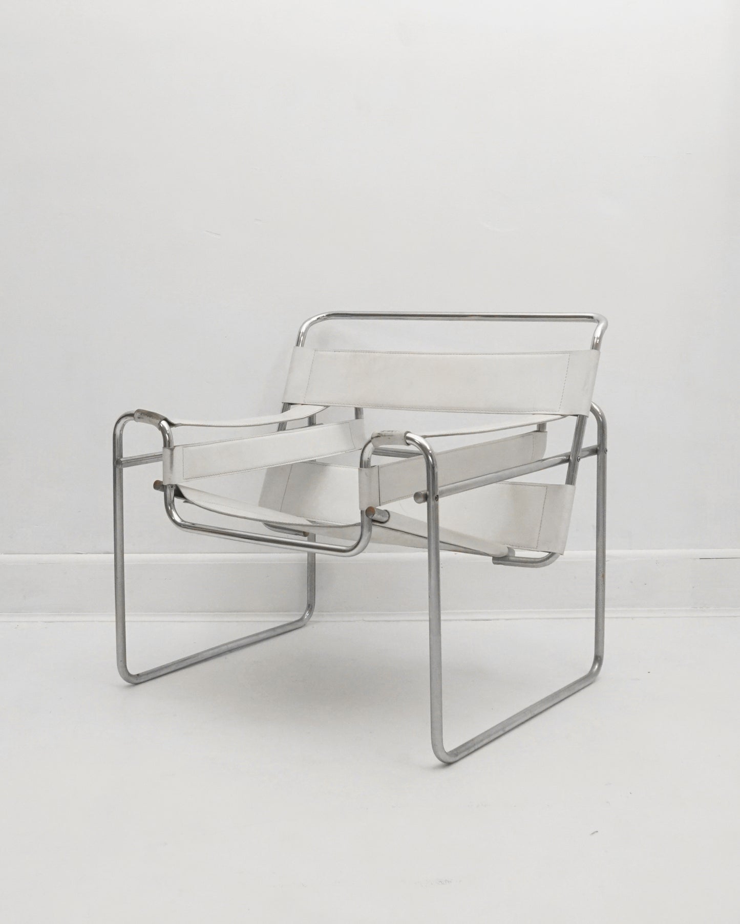 1970s Marcel Breuer White Leather Wassily Chair