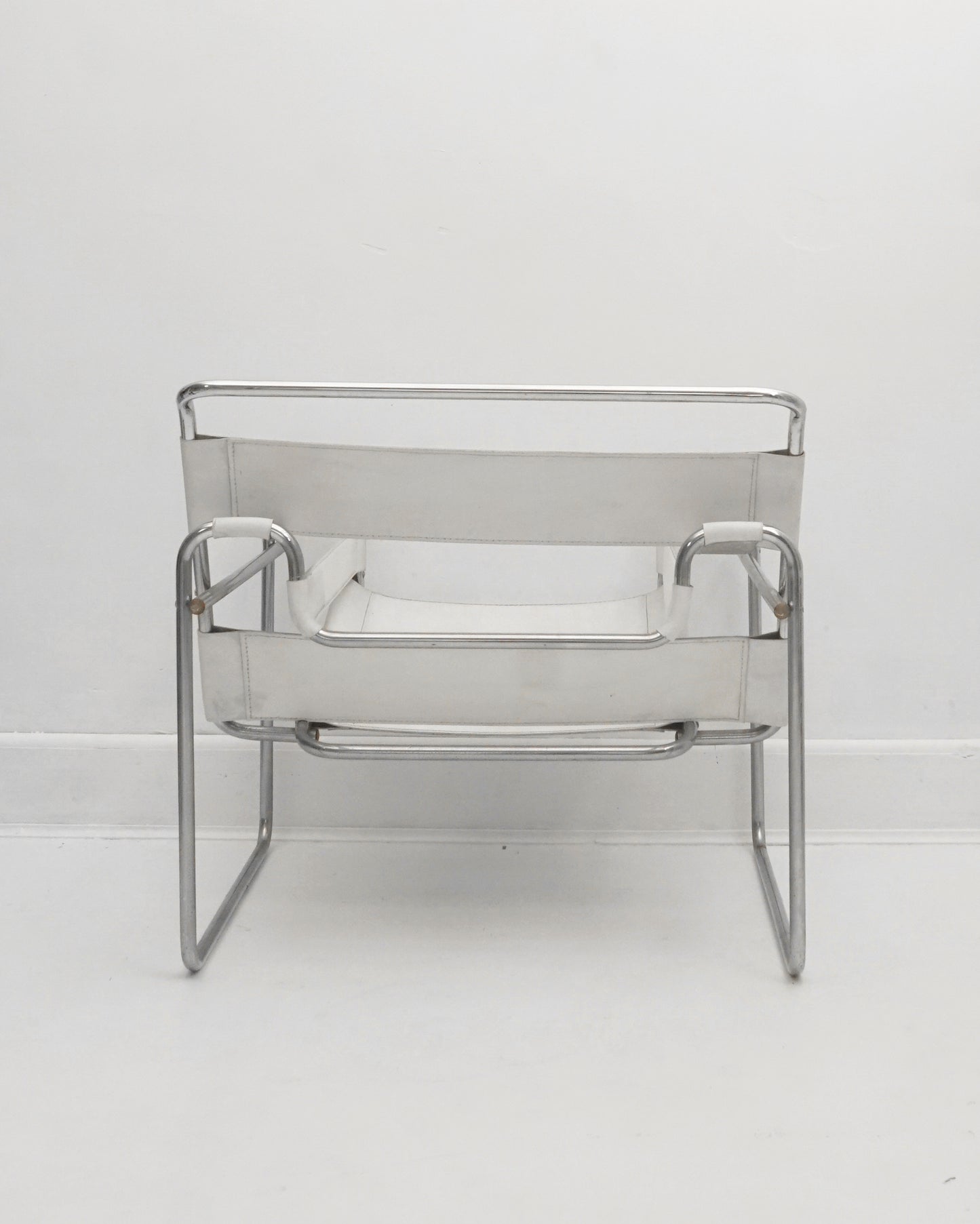 1970s Marcel Breuer White Leather Wassily Chair