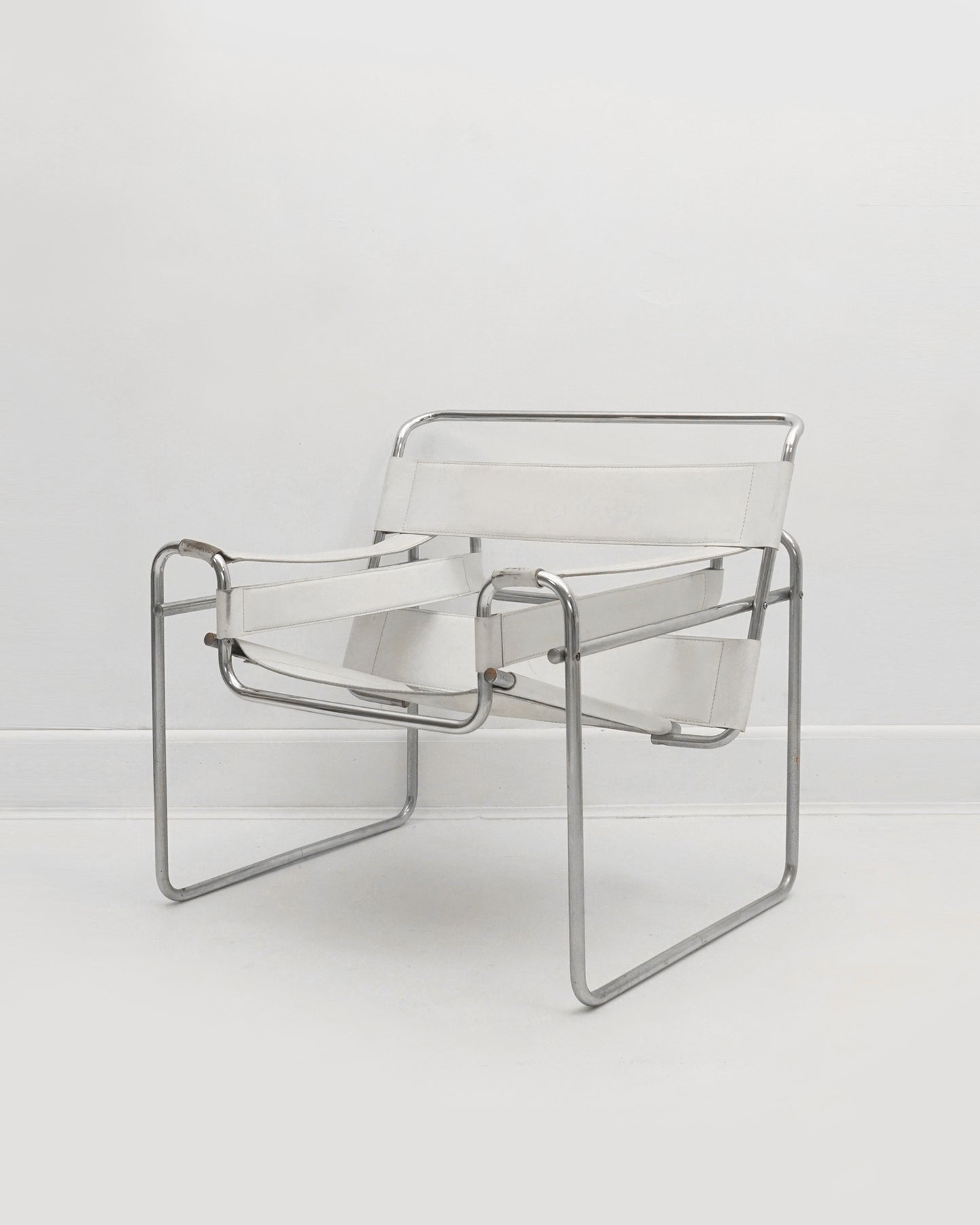 1970s Marcel Breuer White Leather Wassily Chair